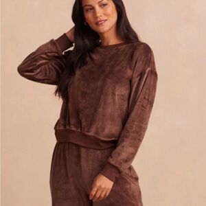Summersalt plush velour Chocolate Relaxed Crew (also have pants in another post)